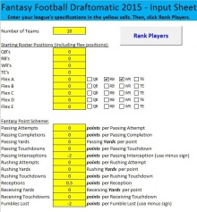 Value Based Draftomatic Excel Spreadsheet Fantasy Football
